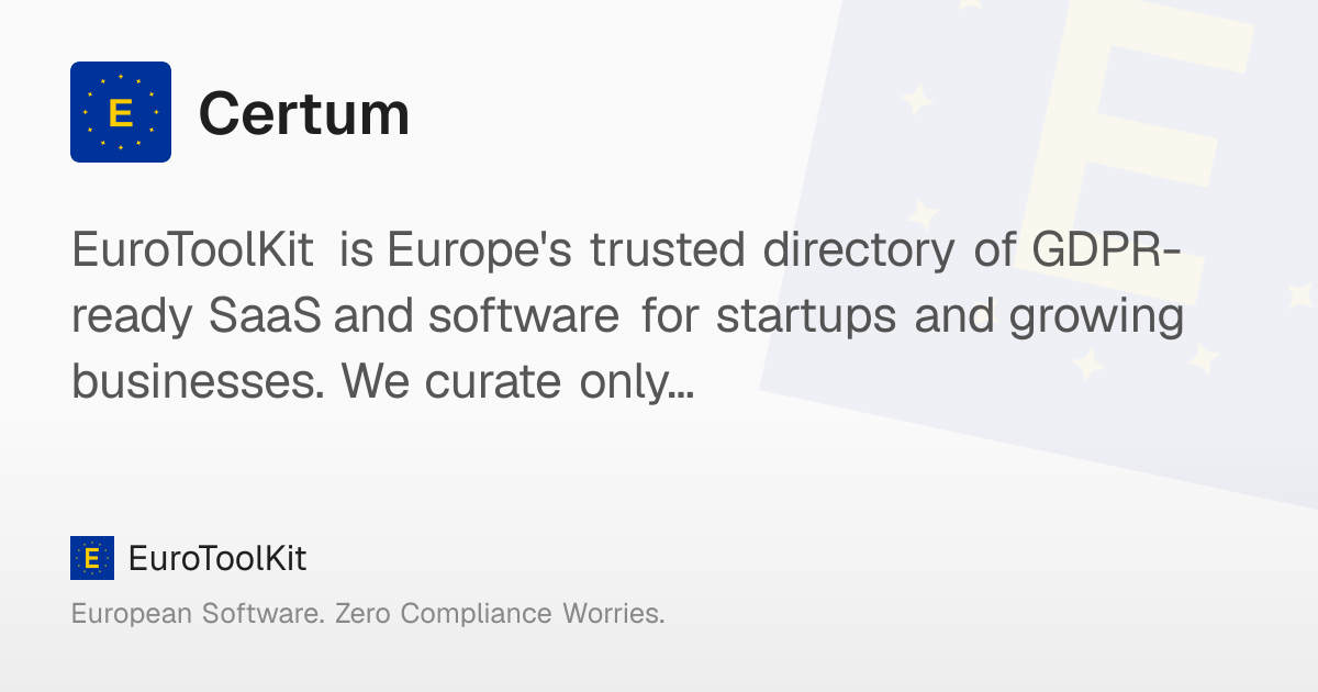 Certum: Digital trust solutions from a leading EU authority. – EuroToolKit